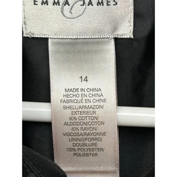 Emma James Trench Coat Women 14 Black Double Breasted Pleats Back Classic Jacket - Picture 6 of 9